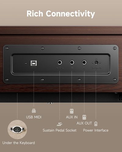 פסנתר חשמלי EC7133 רהיט OURA R300 בצבע Walnut wood מבית DONNER