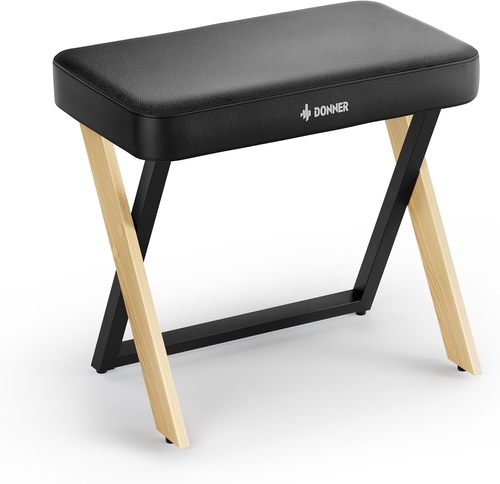 כסא פסנתר מרופד בצבע Lightwood בעיצוב ייחודי DKB300 עם טופ שחור EC7087 מבית DONNER
