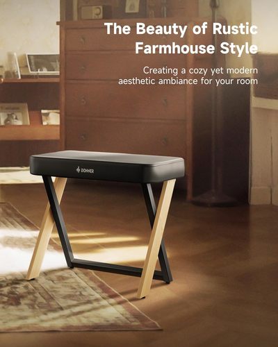 כסא פסנתר מרופד בצבע Lightwood בעיצוב ייחודי DKB300 עם טופ שחור EC7087 מבית DONNER