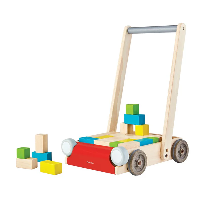 הליכון עגלת קוביות עץ - Plan Toys