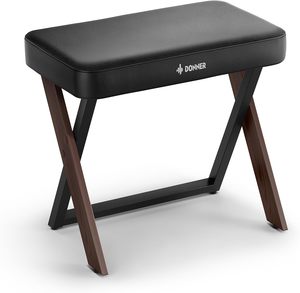 כסא פסנתר מרופד בצבע WALNUT בעיצוב ייחודי DKB300 עם טופ שחור EC7089 מבית DONNER