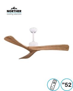 מאוורר תקרה 52" OXFORD כנפיים מעץ מלא +שלט לבן+עץ NORTHER
