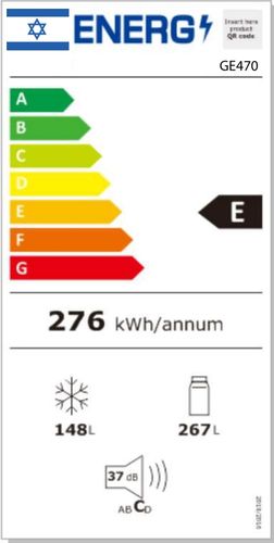 מקרר 4 דלתות GENERAL ג'נרל דגם GE470 גימור זכוכית שחורה/לבנה/קרם