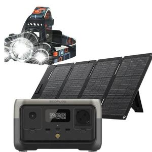 חבילת תחנת כוח - EcoFlow RIVER 2 + פאנל סולארי קשיח 45W + פנס ראש עוצמתי