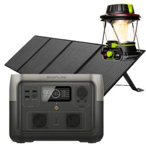 חבילת תחנת כוח - EcoFlow RIVER 2 Max + פאנל סולארי מתקפל ECOFLOW 160W + עששית נטענת LIGHTHOUSE 600