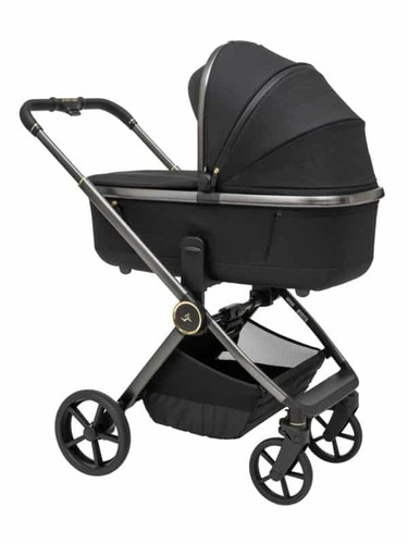 עגלת ספורטליין Cielo Pro 2025 ריפוד שחור / ידית שחורה / שלד אפור מוברש עיטור זהב