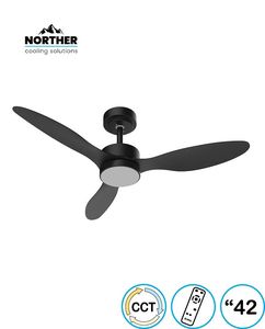 מאוורר תקרה 42" VERMONT +שלט ולד 24W CCT שחור NORTHER