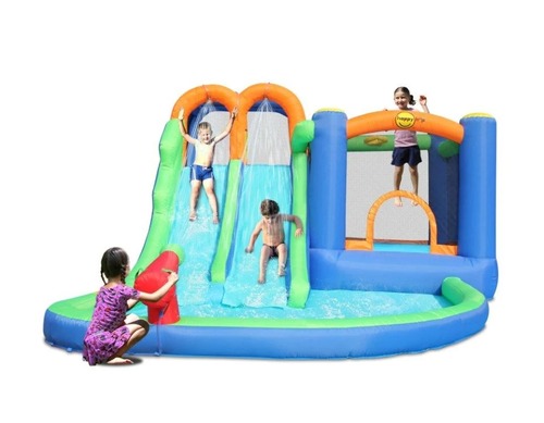 מגלשת מים כפולה משולבת עם מתקן קפיצה Happy Hop דגם 9256