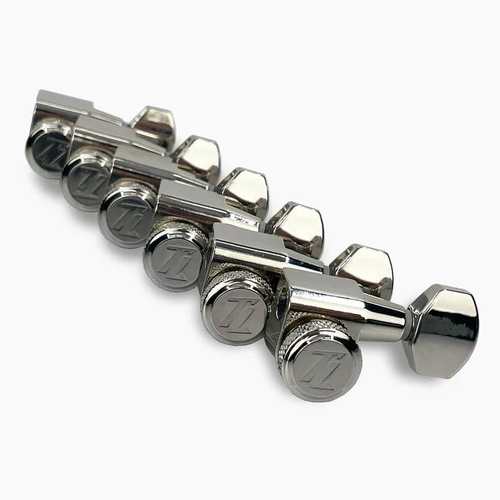 סט מפתחות ננעלים 6 בשורה ניקל Allparts TK-7107-001 True Lok Mid-Size Locking Tuners