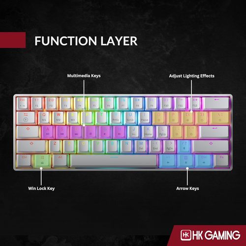 מקלדת HK GAMING GK61 - צבע לבן