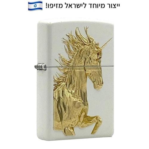 מצית זיפו תבליט חד-קרן זהוב – ZIPPO
