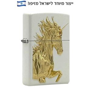 מצית זיפו תבליט חד-קרן זהוב – ZIPPO