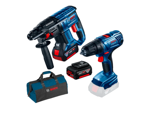 סט מברגה GSR 180 + פטישון GBH 180 כולל 2 סוללות 4AH מבית BOSCH