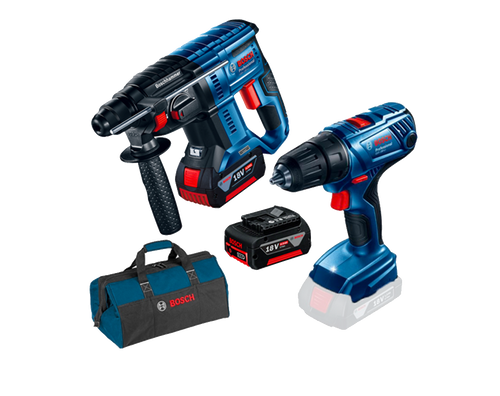 סט מברגה GSR 180 + פטישון GBH 180 כולל 2 סוללות 5AH מבית BOSCH