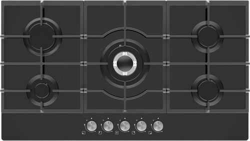 כיריים גז 5 להבות 90 ס"מ פרימיום Electra ELGQ90D27 - גימור זכוכית שחורה אחריות ע"י היבואן הרשמי אלקטרה