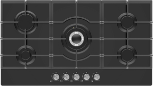 כיריים גז 5 להבות 90 ס"מ פרימיום Electra ELGQ90D27 - גימור זכוכית שחורה אחריות ע"י היבואן הרשמי אלקטרה