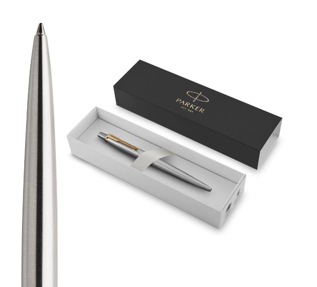 עט פרקר כדורי כסוף JOTTER BALLPOINT PEN (עם קליפס זהב)