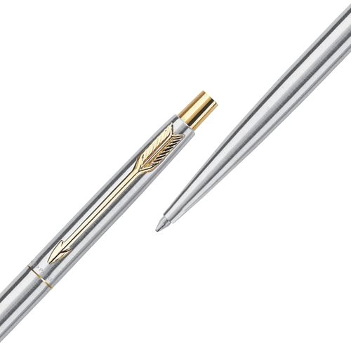 עט כדורי יוקרתי PARKER CLASSIC STAINLES STEEL - כסף עם קליפס זהב
