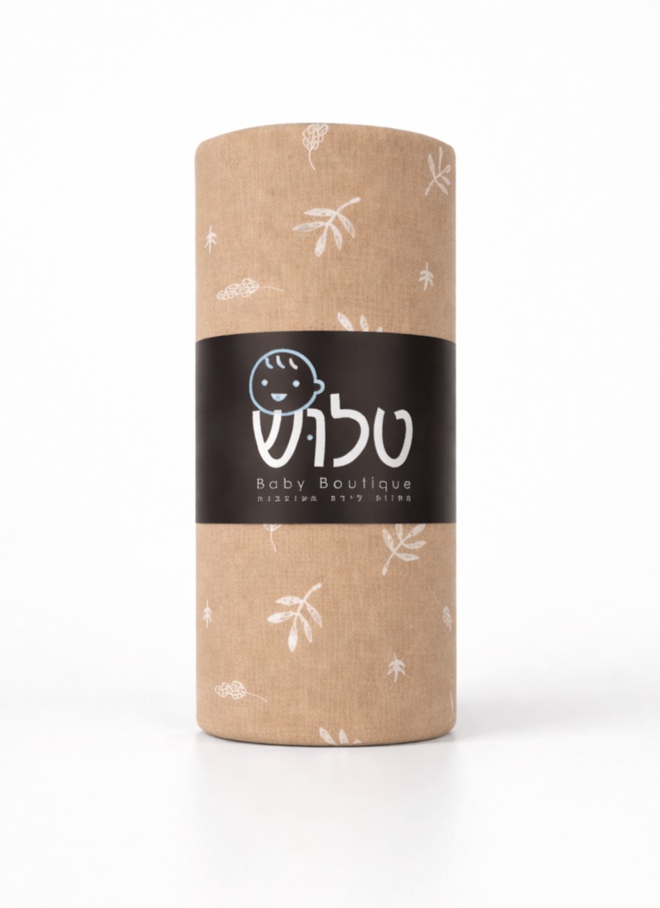 סדין למיטת תינוק בצבע מוקה בהדפס עלי שלכת