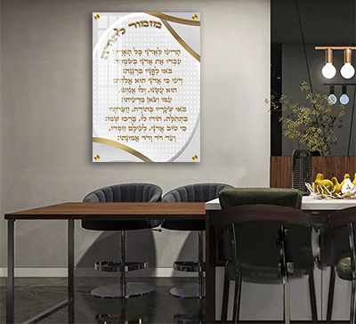  ברכת מזמור לתודה מודרנית ומעוצבת על קנבס או זכוכית מחוסמת