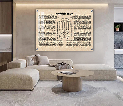  ברכת פטום הקטורת מהודרת  על רקע דמוי קלף קנבס/זכוכית