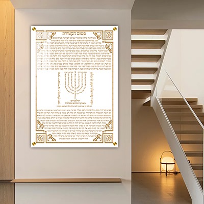 ברכת פטום הקטורת מהודרת בגווני לבן וזהב על קנבס או זכוכית
