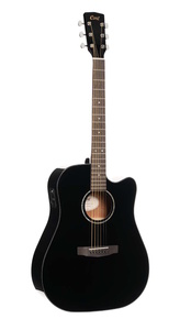 גיטרה אקוסטית מוגברת שחורה CORT EARTH60CE BK CUTAWAY Solid Top