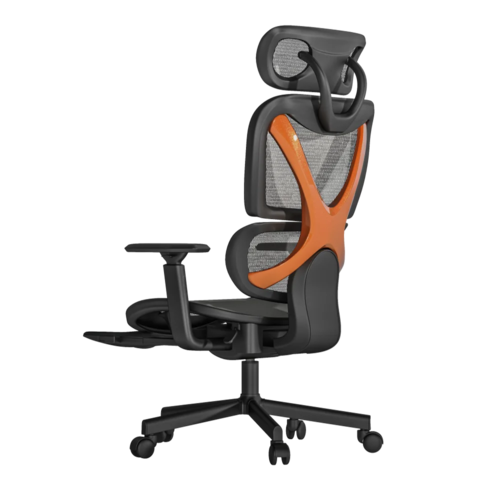 כיסא מנהלים ארגונומי בצבע שחור עם מסגרת כתומה דגם MWMS200 מבית MIRACASE