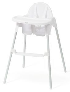 כיסא אוכל 2 גבהים עם מגש נשלף ומנח רגליים עם 2 מצבים - לבן מט