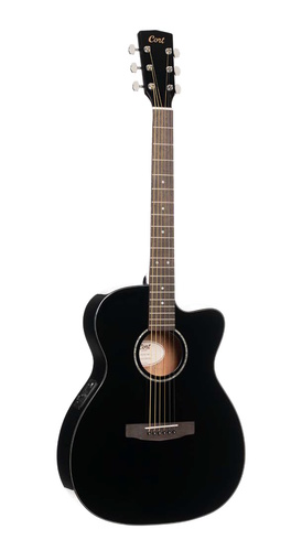 גיטרה אקוסטית מוגברת שחורה CORT 081-L60CE BK CUTAWAY Solid Top