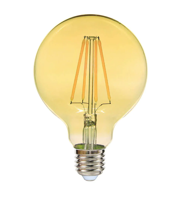 מארז 5 נורות פילמנט לדימור 8W G95 שקוף-אור צהוב