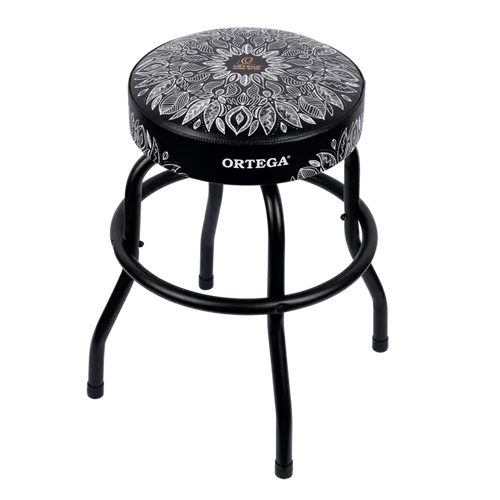 כיסא בר לגיטריסט בצבע שחור עם עיטורים Ortega OBS24-WHKC