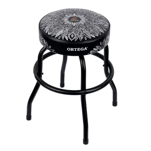 כיסא בר לגיטריסט בצבע שחור עם עיטורים Ortega OBS24-WHKC
