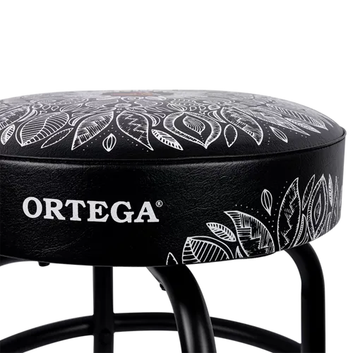 כיסא בר לגיטריסט בצבע שחור עם עיטורים Ortega OBS24-WHKC
