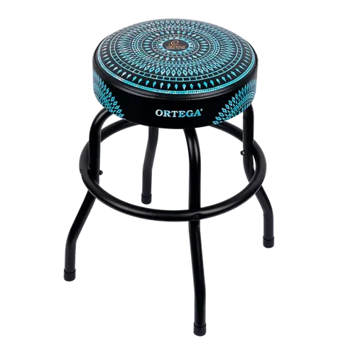 כיסא בר לגיטריסט בצבע כחול עם עיטורים Ortega OBS24-BLKC