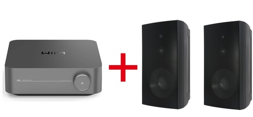 מערכת שמע לגינה הכוללת זוג רמקולים חיצוניים SPEAKERCRAFT OE8 Three + מגבר WIIM AMP 
