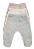 שלישיית מכנסי תינוק עם רגליות 100% כותנה NB - ורוד/אופוויט/מנטה