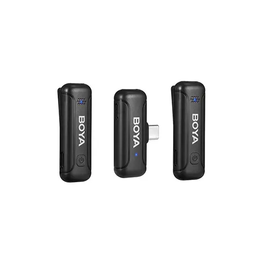 זוג מיקרופונים, מקלט וקייס טעינה בחיבור USB-C דגם BOYA BY-WM3T-U2