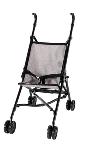 טיולון מתקפל לבובה עם רצועות קשירה - אפור