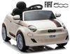 מכונית ממונעת 12V לילדים FIAT 500 עם שלט רחוק, אורות ומושב דמוי עור - לבן