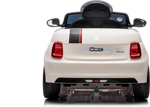 מכונית ממונעת 12V לילדים FIAT 500 עם שלט רחוק, אורות ומושב דמוי עור - לבן