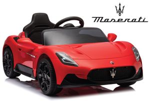 מכונית ממונעת 12V לילדים מזרטי Maserati C-MC20 עם שלט רחוק, אורות ומושב דמוי עור - אדום