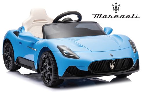 מכונית ממונעת 12V לילדים מזרטי Maserati C-MC20 עם שלט רחוק, אורות ומושב דמוי עור - תכלת