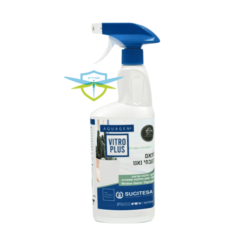 תרסיס VITRO PLUS של AQUAGEN לניקוי והברקת חלונות ומשטחי נאנו, בקבוק 750 מ