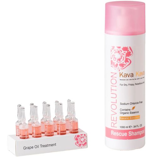 שמפו רסקיו לשיער + אמפולות  KAVA KAVA לשיער יבש, מקורזל ופגום קווה קווה 1000 מ