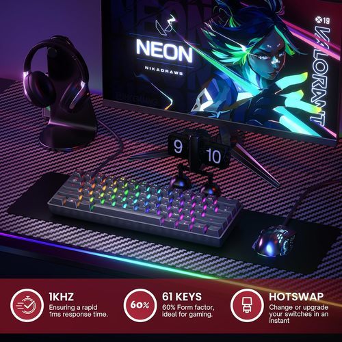 HK GAMING KEYBOARD GK61 BLACK מקלדת מכנית בצבע שחור