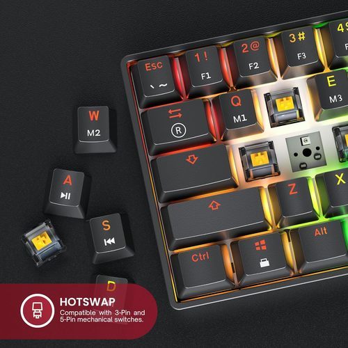 HK GAMING KEYBOARD GK61 BLACK מקלדת מכנית בצבע שחור