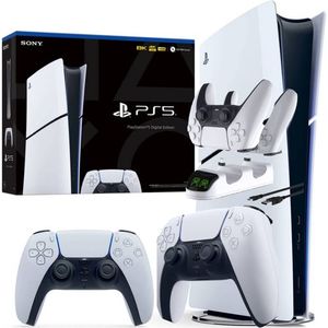  סוני דיגיטל סלים  + שלט נוסף + מטען זוגי Sony PlayStation 5 1TB Slim Digital Edition