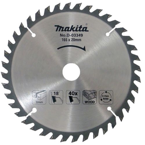 להב TCT מצופה שקט שיניים ישרות למסור 165X60 עץ MAKITA