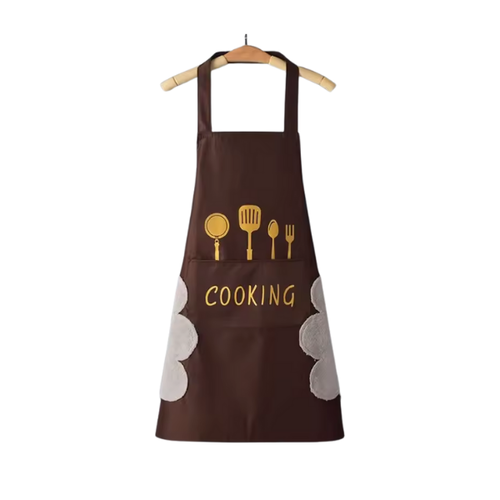 סינר מטבח Cooking מתכוונן עם כיס ומגבות | צבע חום